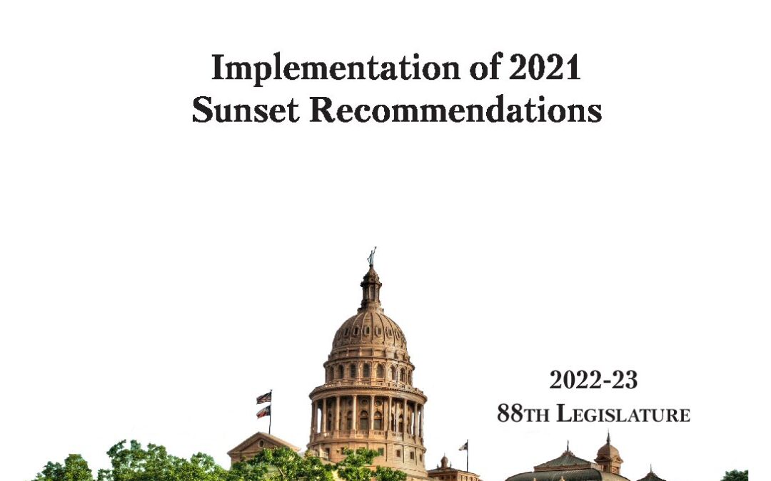 Sunset Advisory Commission Implementation Status Report