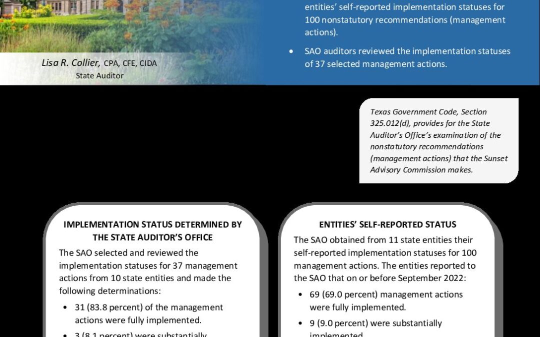 SAO Report Implementation Status Report