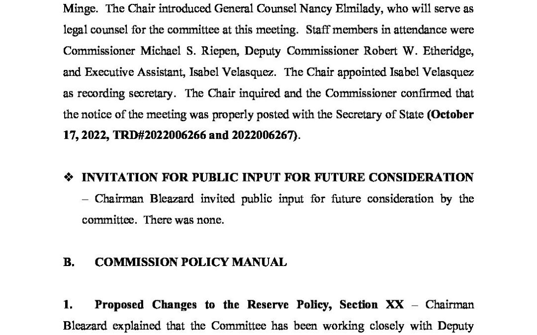Policy Review Committee November 2022 Minutes