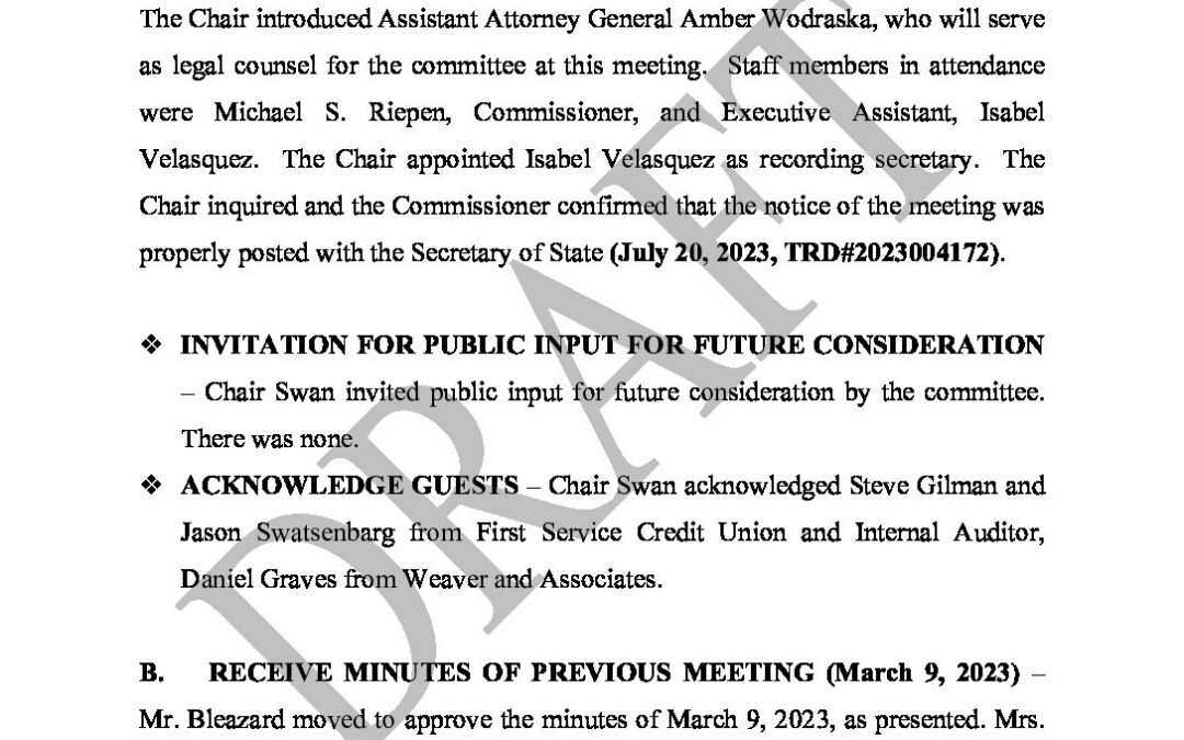 Audit Committee August 2023 Minutes
