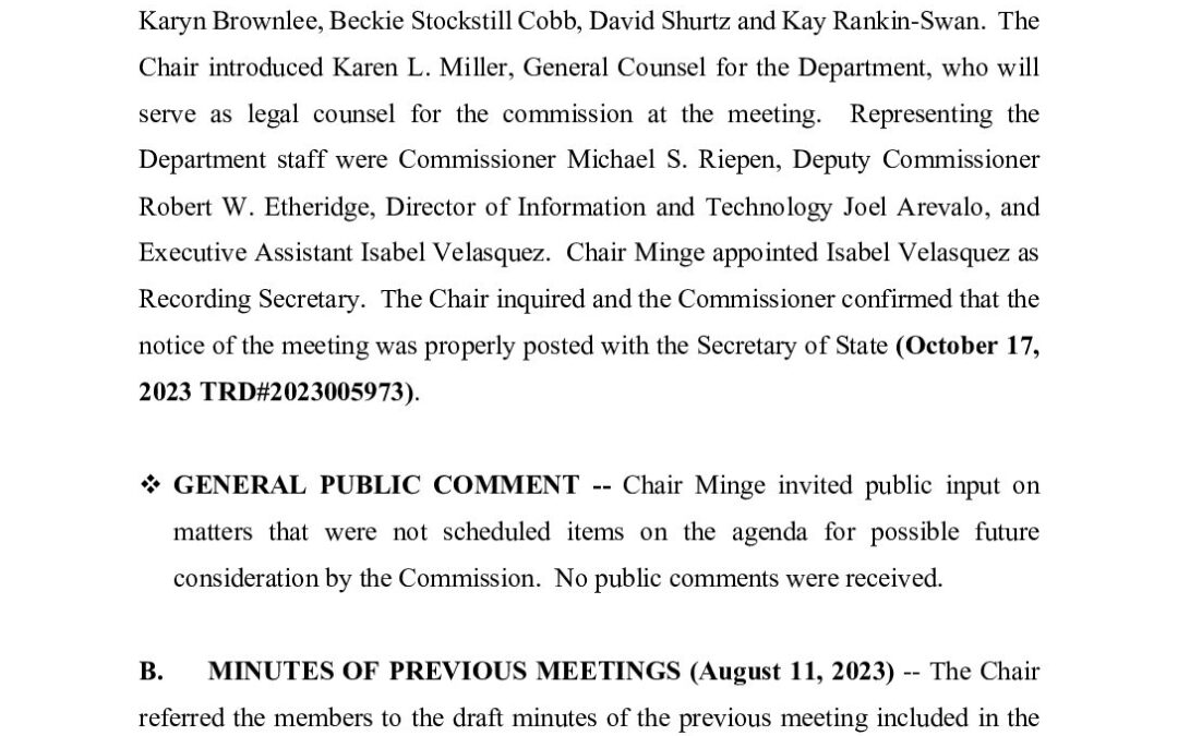 Regular Commission November 2023 Minutes