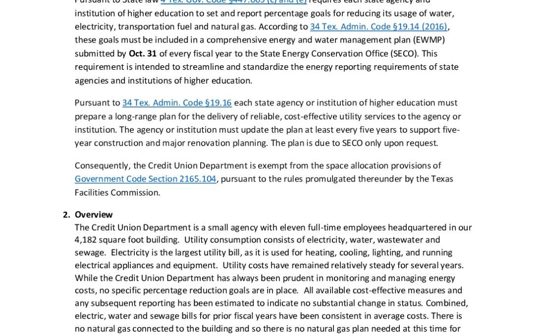 Credit Union Department Energy Management Plan (January 2024)