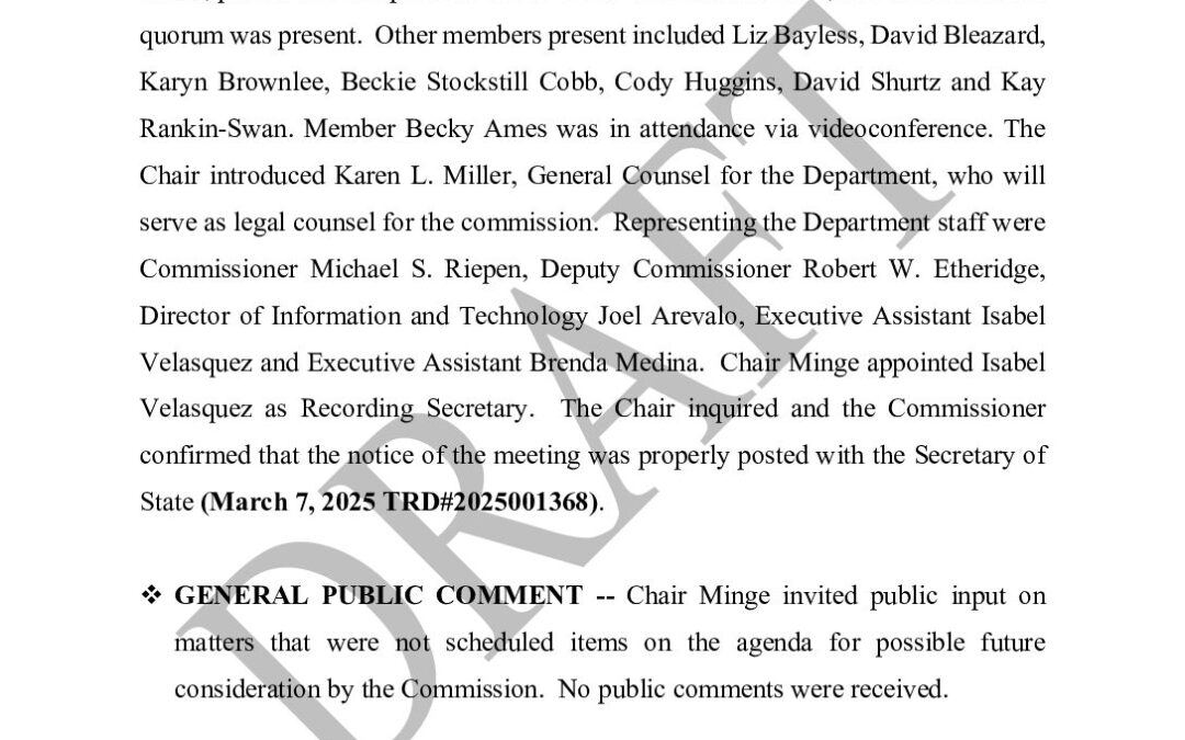 Regular Commission March 2025 Minutes