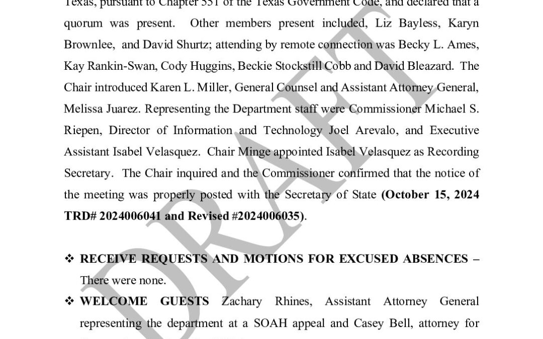 Special Commission October 2024 Minutes
