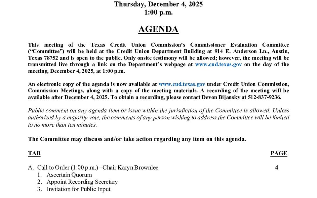 Commissioner Evaluation Committee (December 2025)